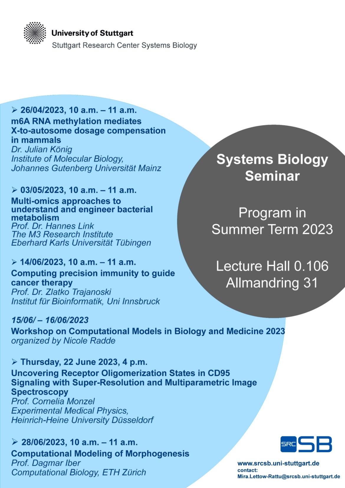 Poster for the Systems Biology Seminar 