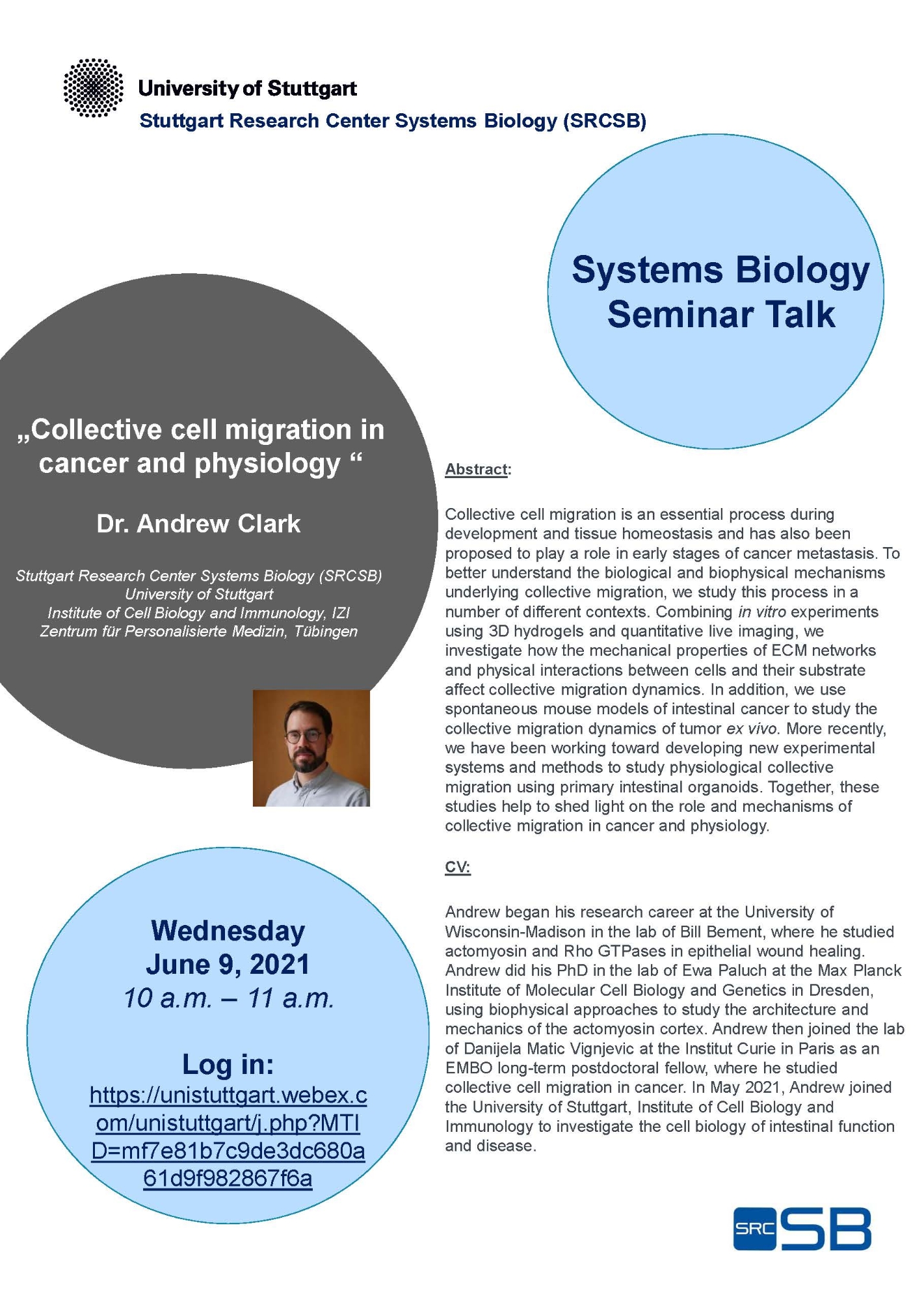 Announcement of the talk of Dr. Andrew Clark