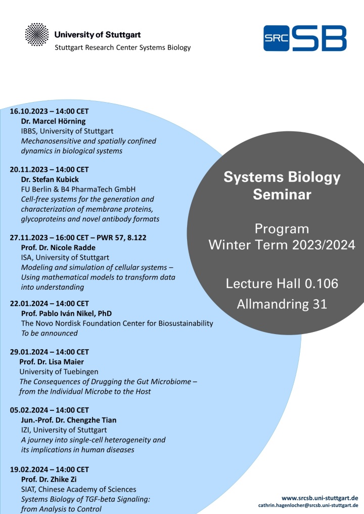 Programme Systems Biology Seminar 2023-2024